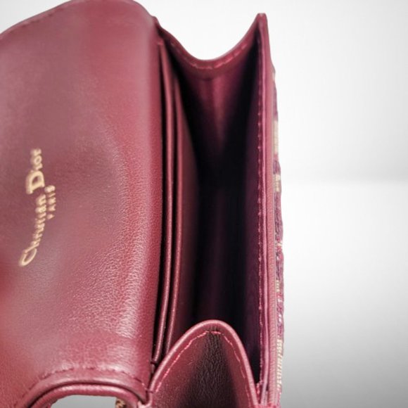 CHRISTIAN DIOR OBLIQUE BORDEAUX  FLAP CARD HOLDER / WALLET - Picture 9 of 12